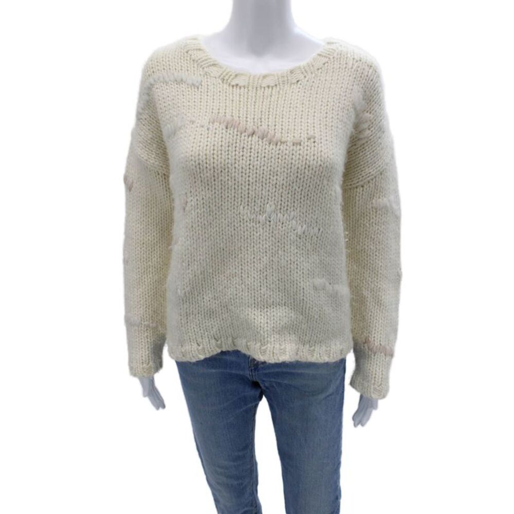 New Scotland Unisex Beige Pullover Sweater Round Neck Long Sleeve Size S